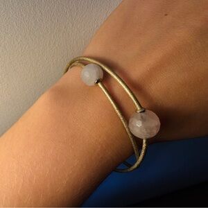 Elegant Gold tone Bracelet with White beaded Accents